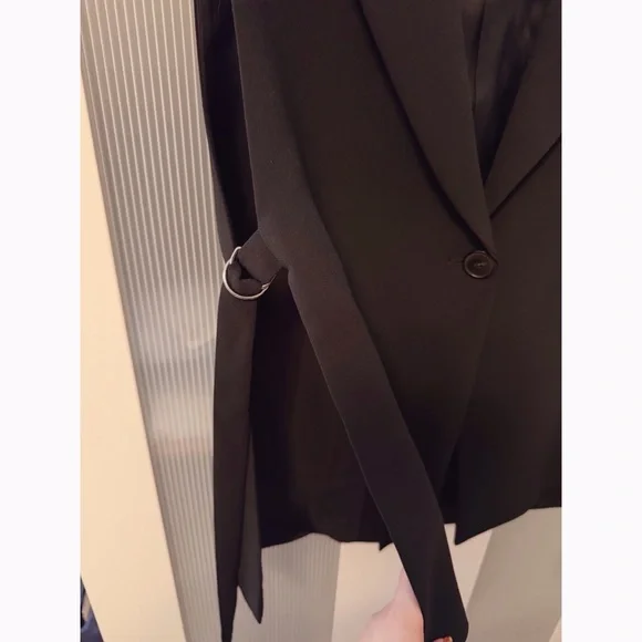 Zara Black Sleeveless Blazer Vest Open Sides Adjustable Size S - Picture 2 of 9